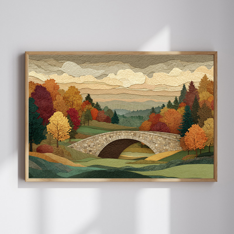 Thankful Fairway autumn golf collage canvas wall art with warm fall leaves and fairway sunset, perfect for dorm room decor | Family Wall Decor