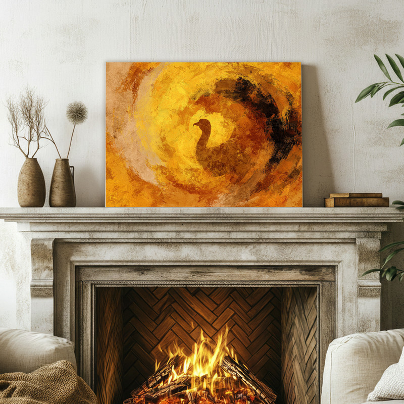 Abstract Thanksgiving turkey canvas wall art in modern minimalist style with soft gradients, great for small dorm spaces.