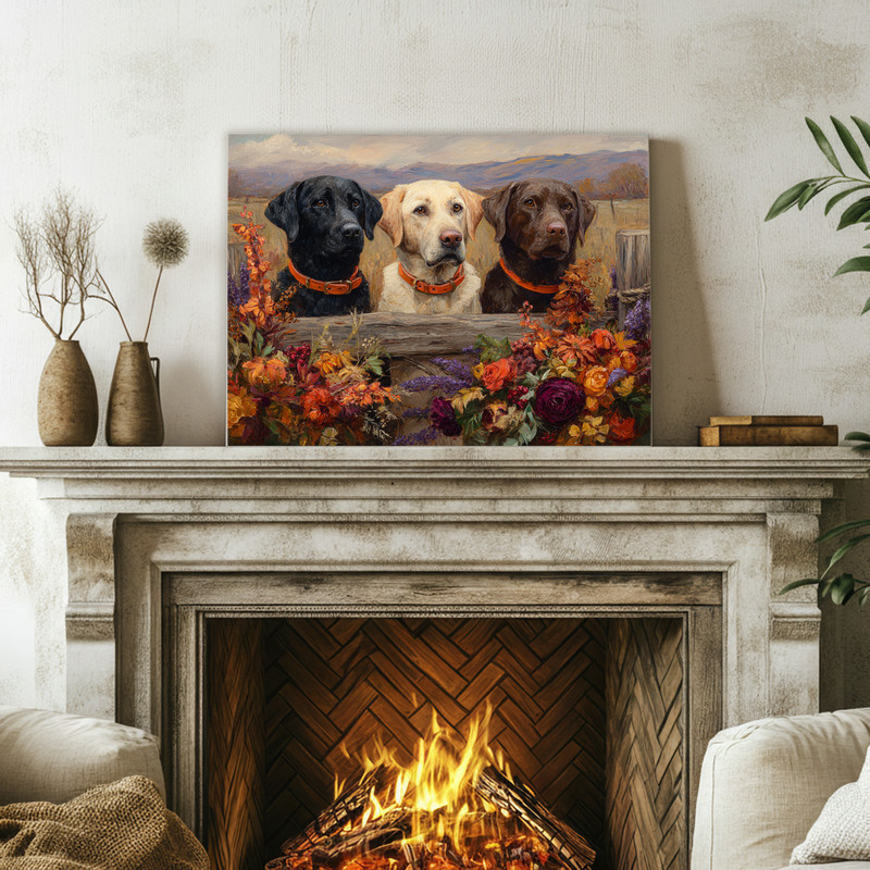 cozy dog portrait canvas wall art, square layout featuring warm autumn colors, charming dorm room wall decor for pet parents cozy dog portrait canvas wall art, square layout featuring warm autumn colors, charming dorm room wall decor for pet parents