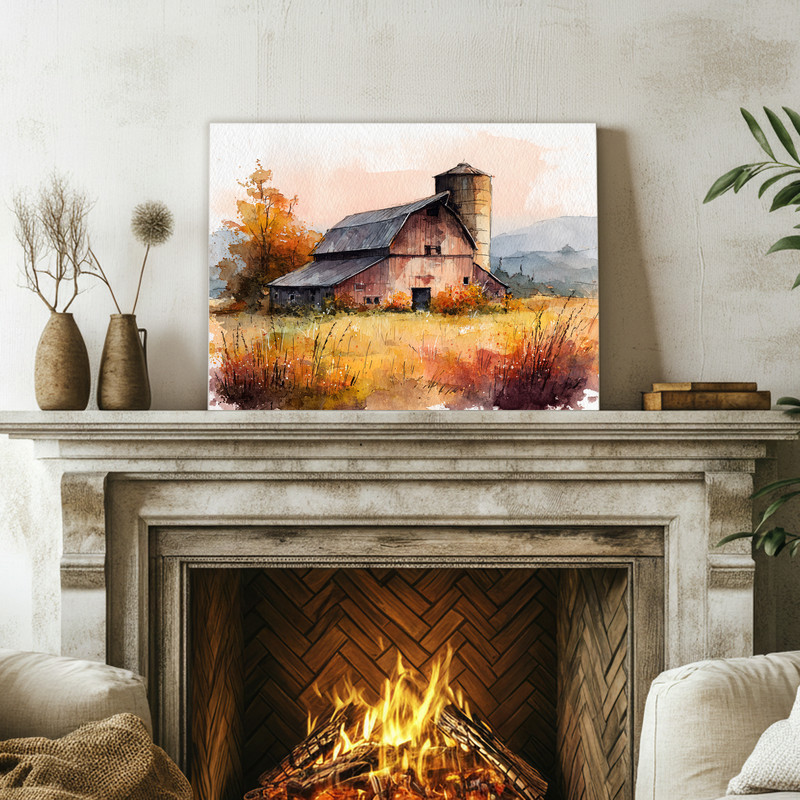 Harvest barn canvas wall art showcasing rich fall florals and rolling fields, rustic farmhouse feel for stylish dorm room decor Harvest barn canvas wall art showcasing rich fall florals and rolling fields, rustic farmhouse feel for stylish dorm room decor