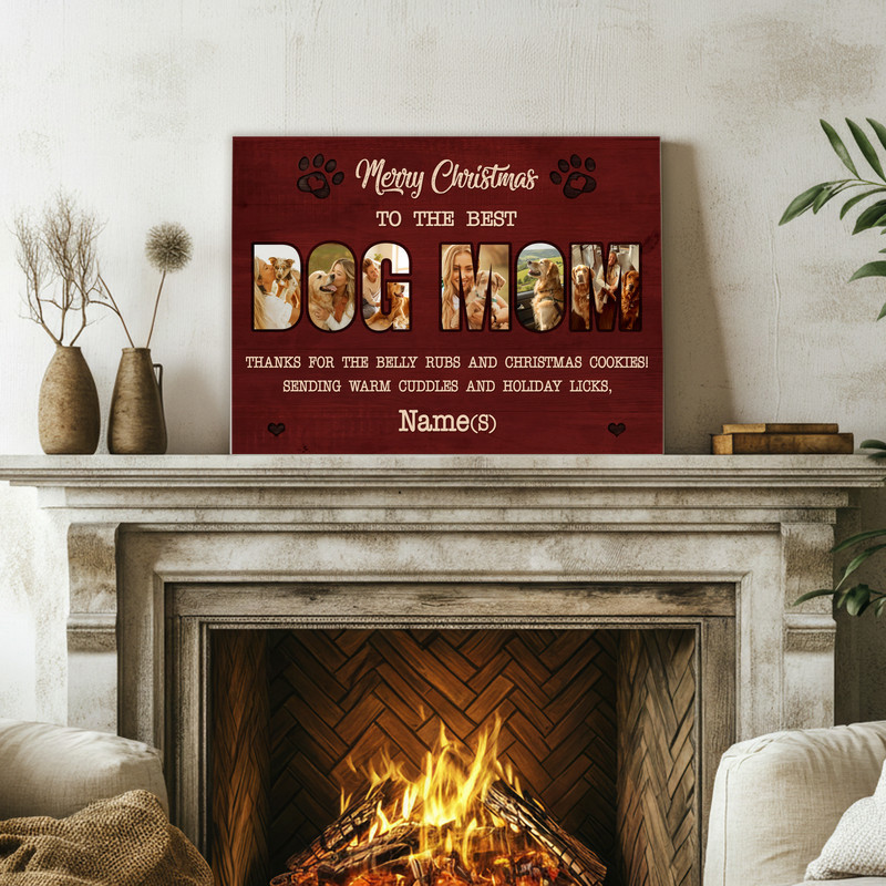 Heartfelt Christmas Dog Mom Gift - Personalized Photo Canvas Art