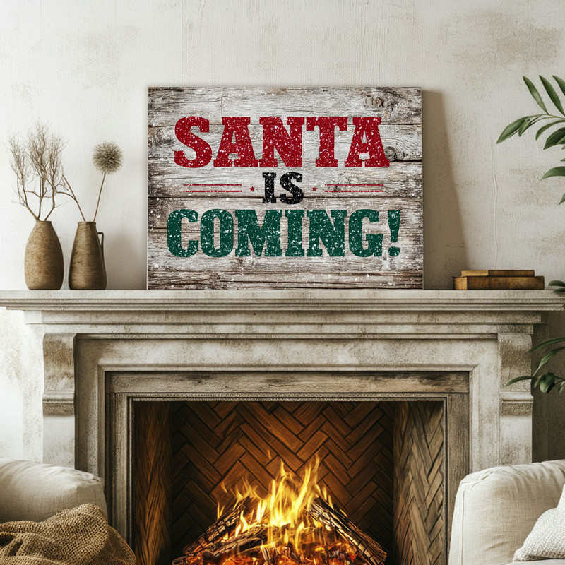 Santa Christmas canvas wall art, dorm-friendly holiday decor to refresh blank walls and create a seasonal study vibe