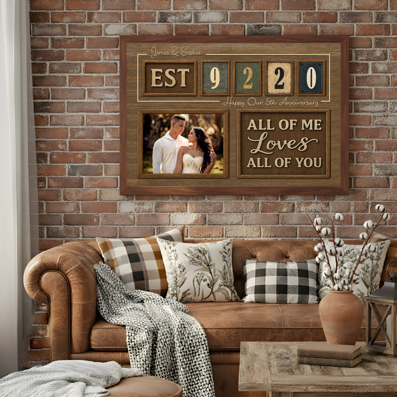 Rustic Established Date Keepsake Canvas - Couple's Anniversary Art