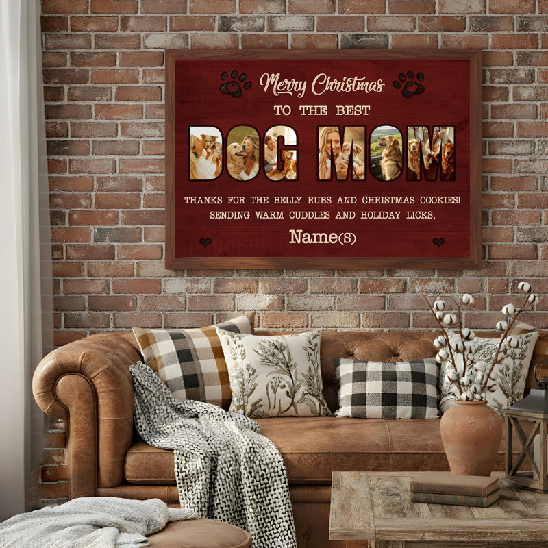 Heartfelt Christmas Dog Mom Gift - Personalized Photo Canvas Art