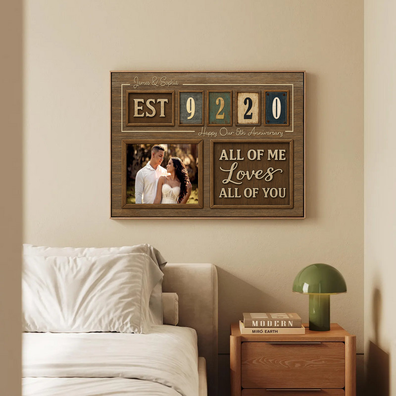 Rustic Established Date Keepsake Canvas - Couple's Anniversary Art
