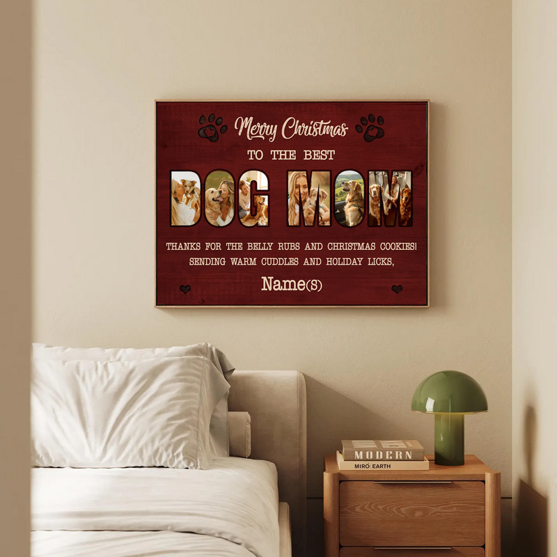 Heartfelt Christmas Dog Mom Gift - Personalized Photo Canvas Art