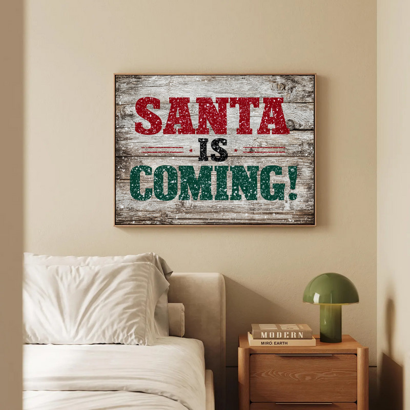 Santa Claus dorm room canvas wall art, merry Christmas decor piece to style a small college space with festive warmth