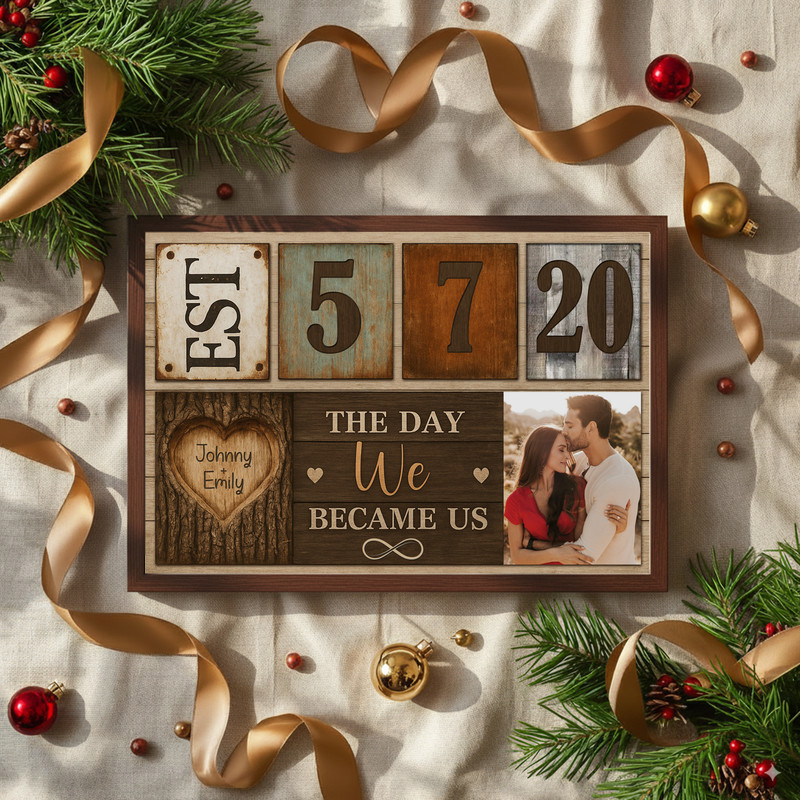 Vintage Couple Milestone Canvas - Established Year Photo Art Vintage Couple Milestone Canvas - Established Year Photo Art