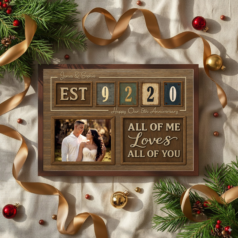 Rustic Established Date Keepsake Canvas - Couple's Anniversary Art