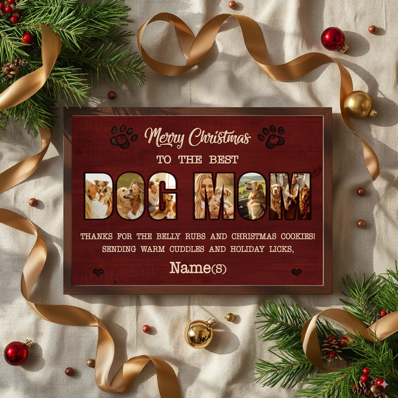 Heartfelt Christmas Dog Mom Gift - Personalized Photo Canvas Art