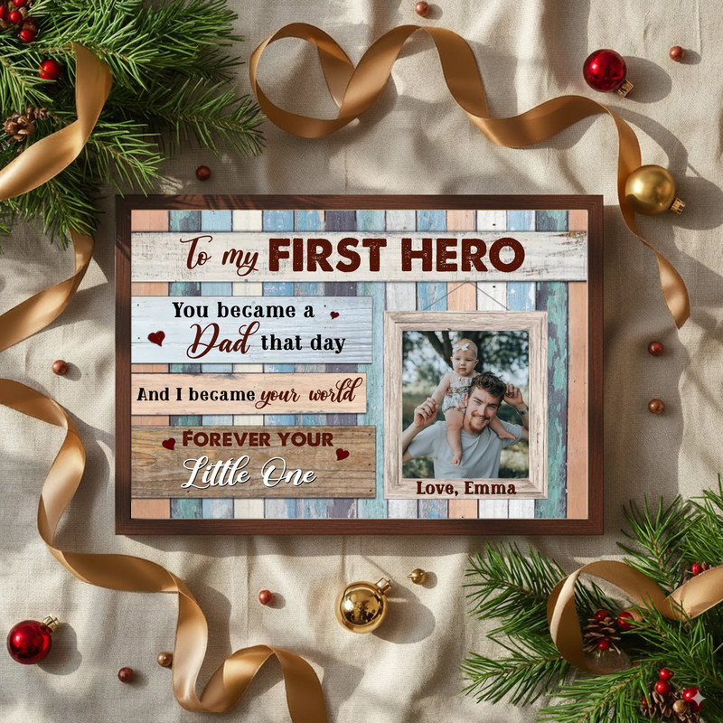 First Hero, First Dad - Personalized Father Daughter Canvas Gift