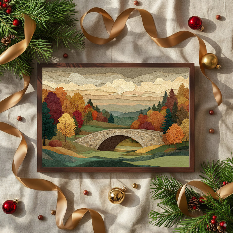 Thankful Fairway autumn golf collage canvas wall art in portrait orientation, ochre palette, dorm-friendly fall decor