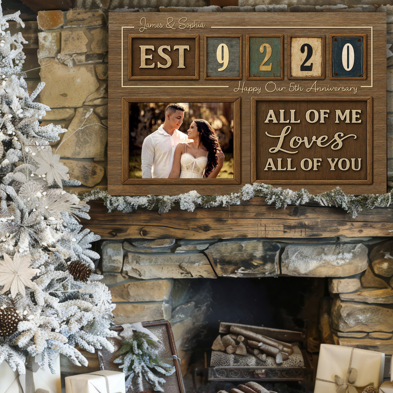 Rustic Established Date Keepsake Canvas - Couple's Anniversary Art
