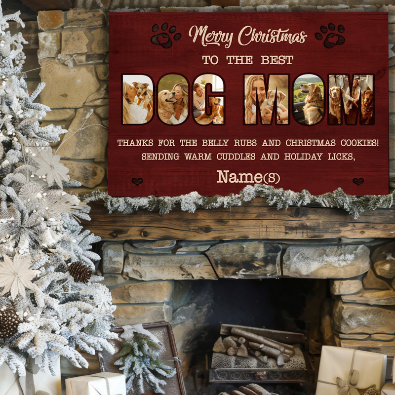 Heartfelt Christmas Dog Mom Gift - Personalized Photo Canvas Art