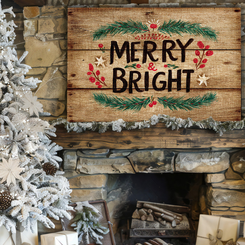Rustic farmhouse holiday canvas wall art for festive dorm decor, great holiday gift for college students, horizontal Rustic farmhouse holiday canvas wall art for festive dorm decor, great holiday gift for college students, horizontal