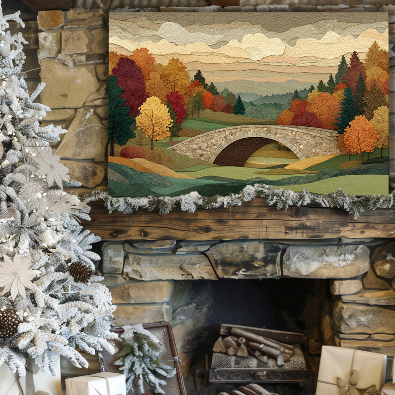 Thankful Fairway autumn golf collage canvas wall art with textured linen look, golf clubs and tees, simple dorm room styling