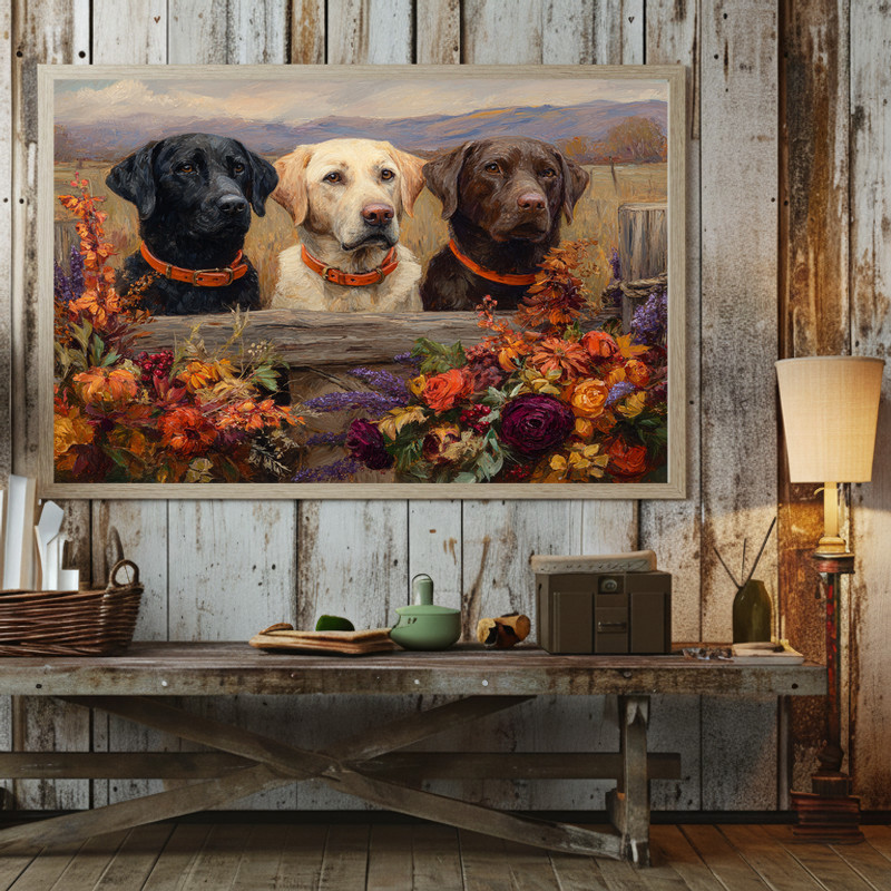 cozy dog portrait canvas wall art with autumn leaf accents, warm fall vibe for dorm walls; thoughtful gift for dog lovers cozy dog portrait canvas wall art with autumn leaf accents, warm fall vibe for dorm walls; thoughtful gift for dog lovers