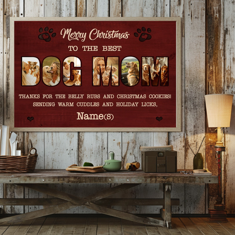 Heartfelt Christmas Dog Mom Gift - Personalized Photo Canvas Art