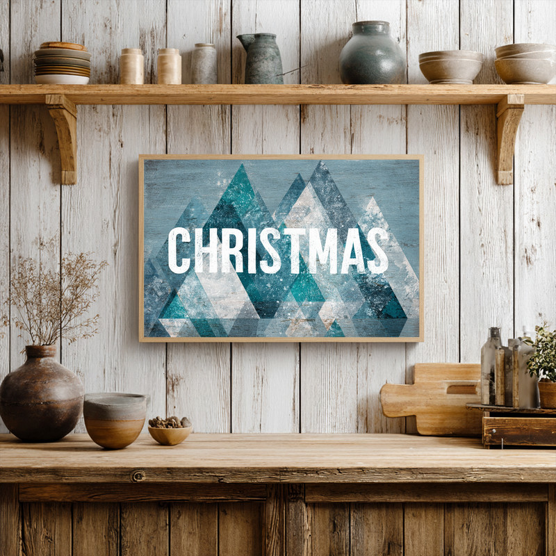 Abstract snowy Christmas canvas wall art in monochrome neutrals, bold brushstrokes and light snowfall, square format for dorm room style