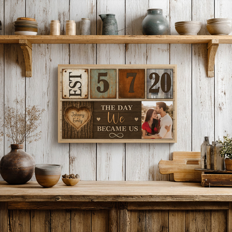 Vintage Couple Milestone Canvas - Established Year Photo Art Vintage Couple Milestone Canvas - Established Year Photo Art