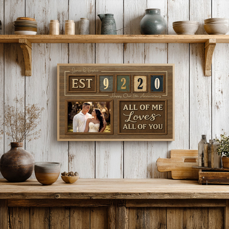 Rustic Established Date Keepsake Canvas - Couple's Anniversary Art