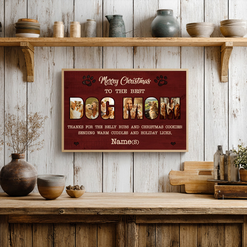 Heartfelt Christmas Dog Mom Gift - Personalized Photo Canvas Art