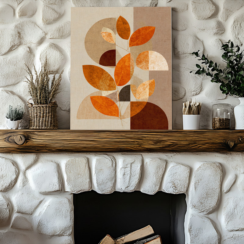 Abstract Thanksgiving leaves canvas wall art, muted earth tones and watercolor texture, square design for dorm room decor Abstract Thanksgiving leaves canvas wall art, muted earth tones and watercolor texture, square design for dorm room decor