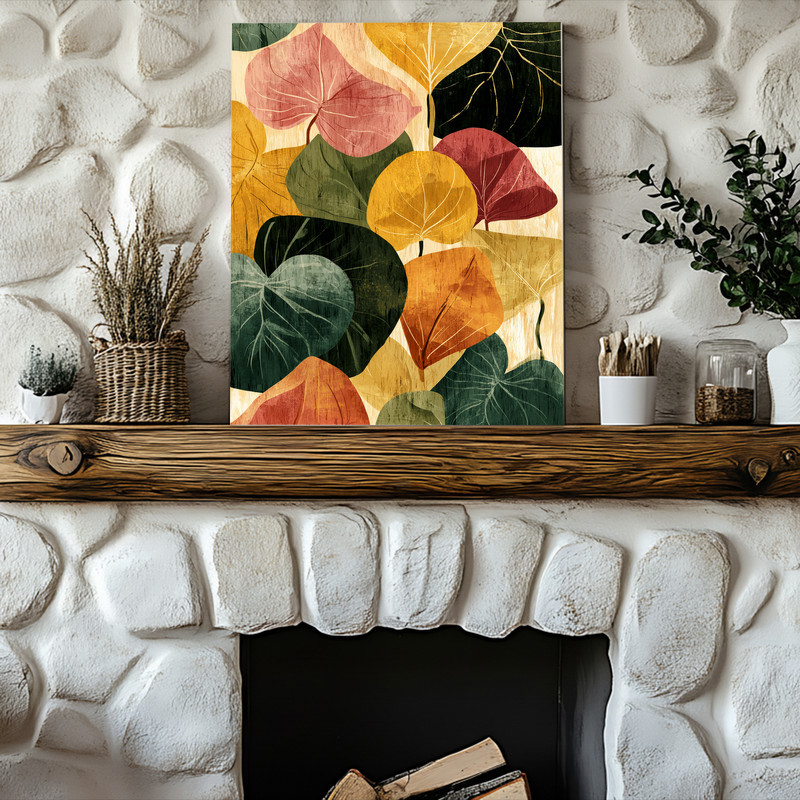 Autumn Bloom canvas wall art featuring watercolor botanical blooms, landscape orientation, ideal accent for small dorm rooms
