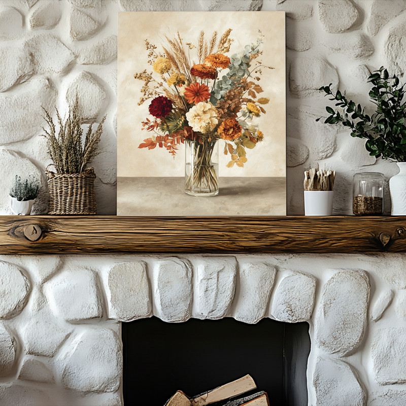Autumn bloom canvas wall art, warm fall florals in soft neutrals and terracotta, botanical wall decor perfect for dorm style Autumn bloom canvas wall art, warm fall florals in soft neutrals and terracotta, botanical wall decor perfect for dorm style