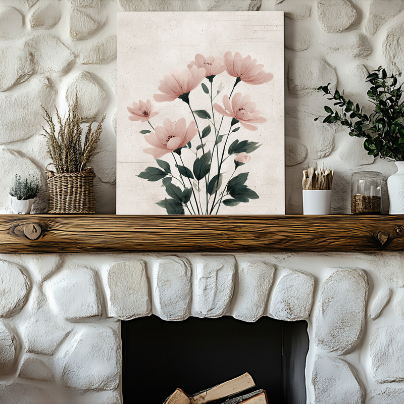 Anemone botanical canvas wall art, close-up floral detail with graceful lines, gallery-wrapped in a square format Anemone botanical canvas wall art, close-up floral detail with graceful lines, gallery-wrapped in a square format