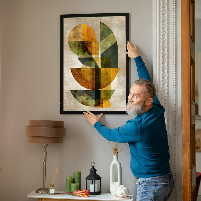 Abstract Thanksgiving cornucopia canvas wall art, minimalist line art in neutral beige and rust, boho style for dorm room