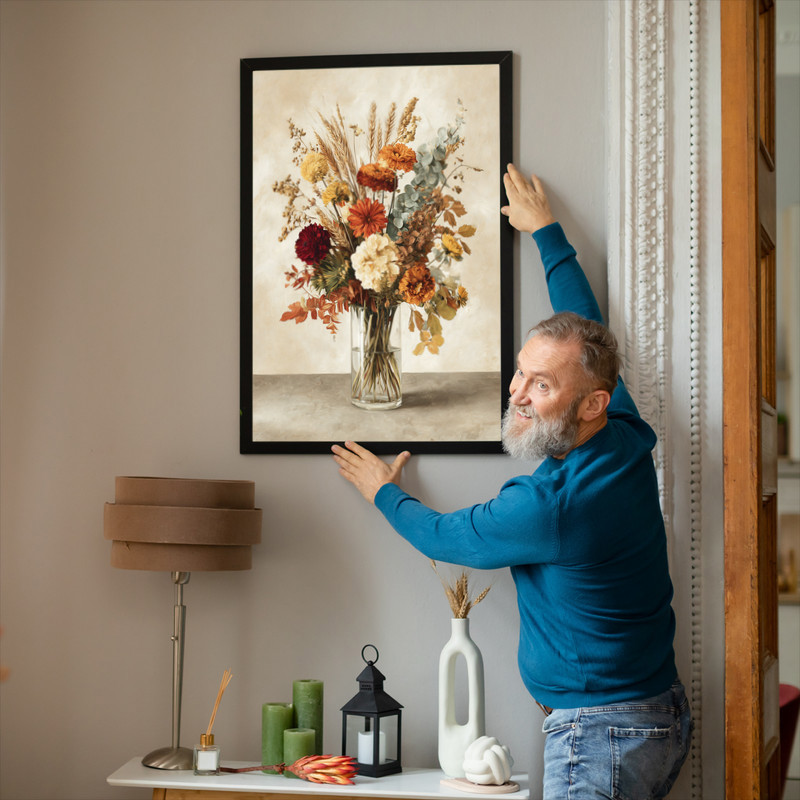 Autumn bloom canvas wall art of warm fall flowers, rustic botanical print adds inviting color to small apartments and dorms Autumn bloom canvas wall art of warm fall flowers, rustic botanical print adds inviting color to small apartments and dorms