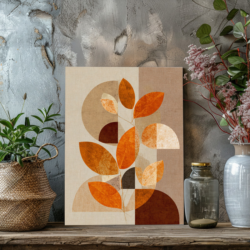 Abstract Thanksgiving leaves canvas wall art, gold-accented brushstrokes on cream background, landscape for dorm decor Abstract Thanksgiving leaves canvas wall art, gold-accented brushstrokes on cream background, landscape for dorm decor