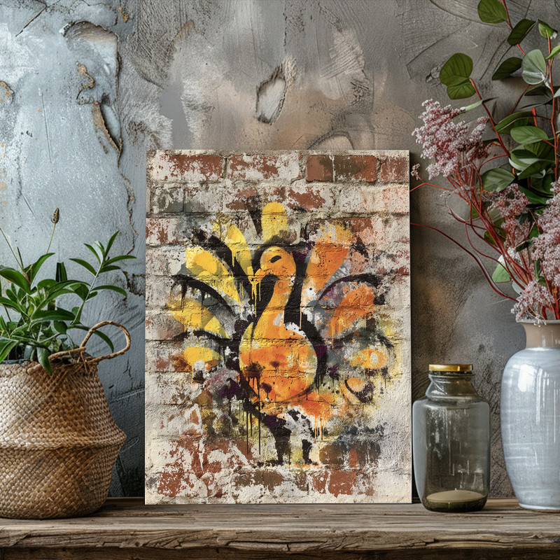 Thanksgiving turkey graffiti canvas wall art in pop-art color blocks and spray gradients, modern flair for dorm room decor
