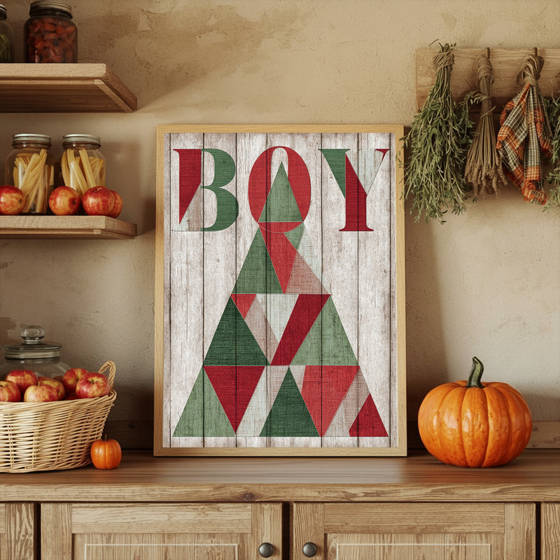 Abstract Christmas tree canvas wall art, pastel tones with soft brushwork, vertical print, cozy seasonal accent for boy dorm room