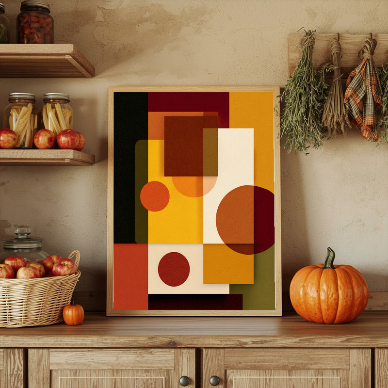 Thanksgiving canvas wall art, minimalist composition for dorm decor on stretched canvas, beige and charcoal with airy feel