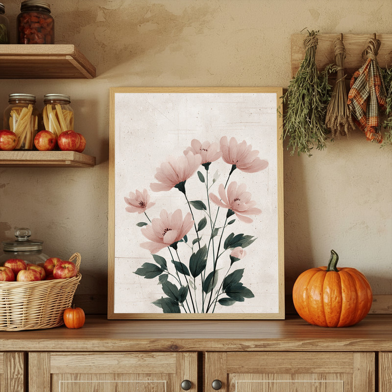 Botanical anemones canvas wall art, elegant black linework outlining blooms, monochrome palette, portrait orientation Botanical anemones canvas wall art, elegant black linework outlining blooms, monochrome palette, portrait orientation