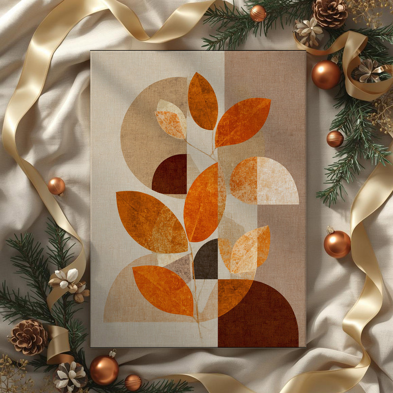 Abstract Thanksgiving leaves canvas wall art with soft beige and taupe palette, modern neutral accent for a dorm room Abstract Thanksgiving leaves canvas wall art with soft beige and taupe palette, modern neutral accent for a dorm room
