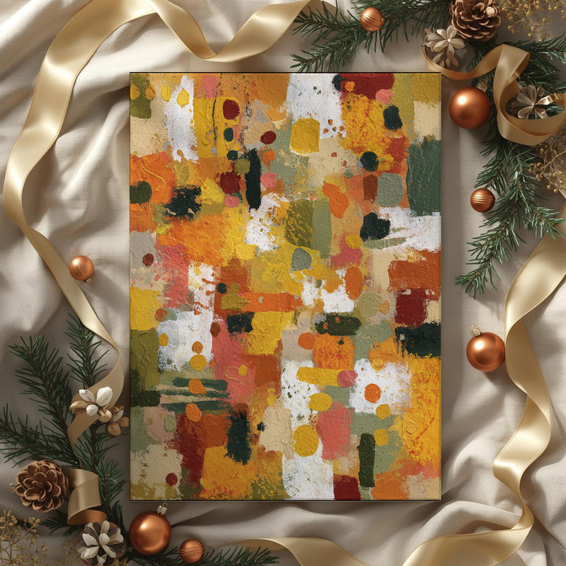 Thanksgiving vibes abstract expressionist canvas wall art in cool minimalist palette with charcoal lines, panoramic landscape