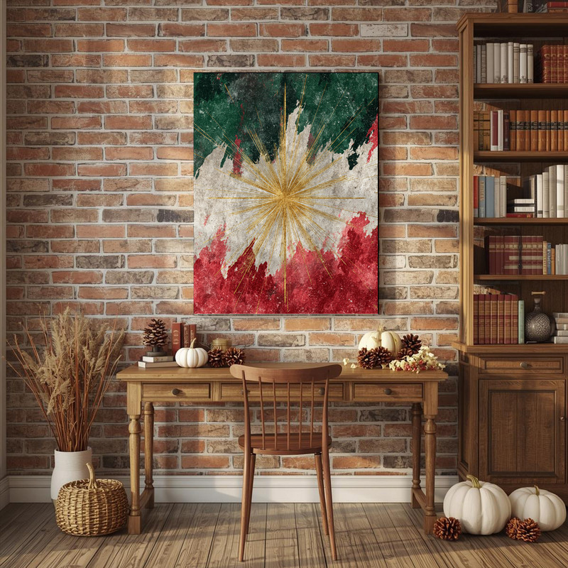 Abstract Christmas Star canvas wall art, monochrome black and white line art, minimal Christmas touch for dorm decor