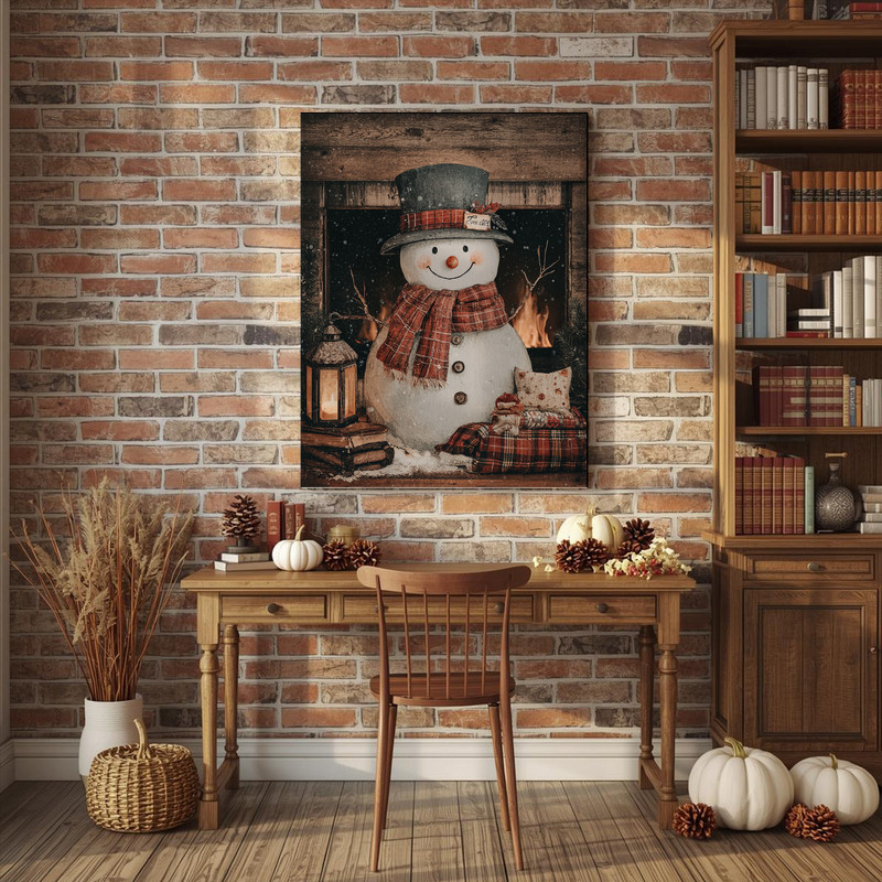 Snowman meme Christmas canvas wall art for dorm walls, bold 'Too Lit' lettering with snowman and lights, horizontal