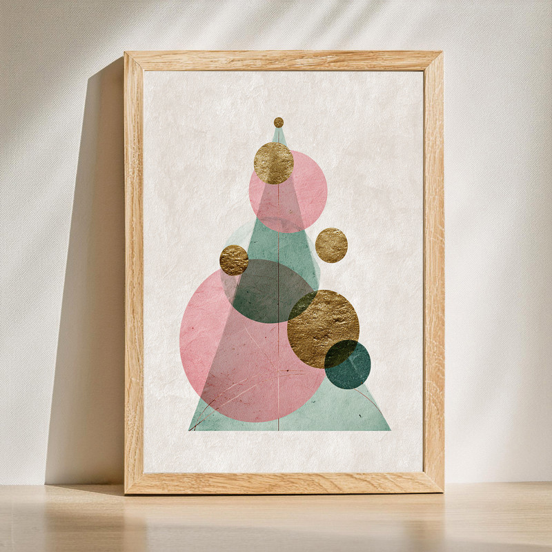 Abstract Christmas Tree canvas wall art featuring a minimalist green silhouette with star, festive accent for dorm room decor | Family Wall Decor