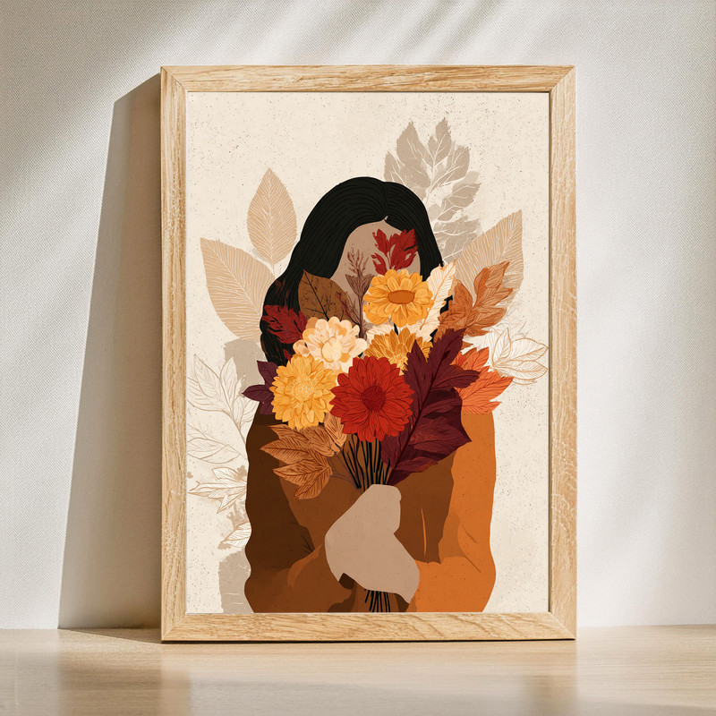 Autumn muse canvas wall art in warm earthy tones with soft abstract shapes, ideal for cozy dorm room decor | Family Wall Decor