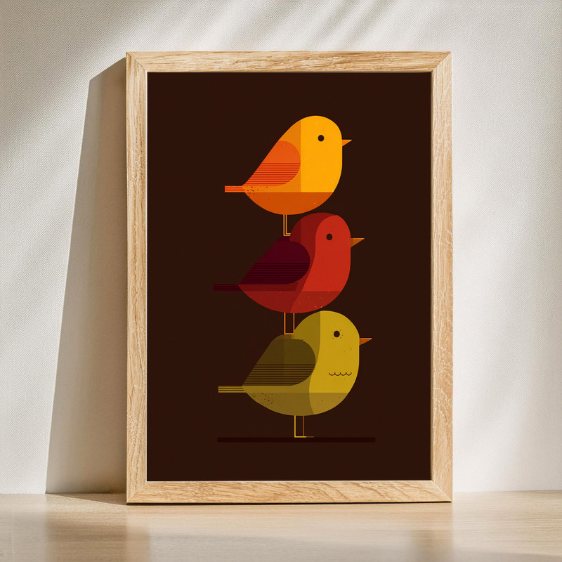 Thanksgiving birds canvas wall art for dorm rooms, vertical autumn stack design in warm earth tones for cozy fall decor