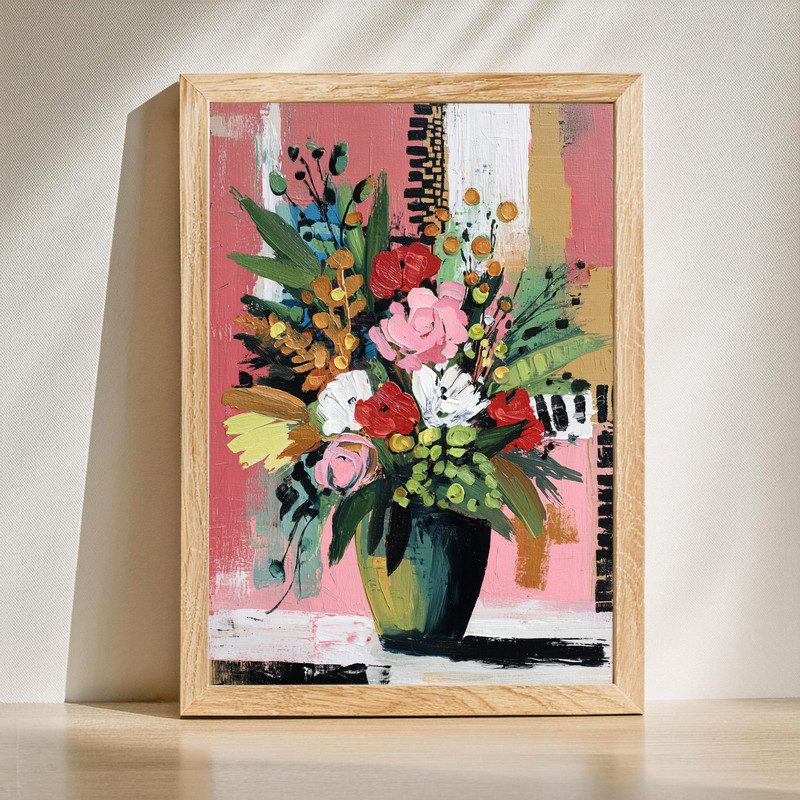 Christmas cheer abstract vase canvas wall art in red and green, portrait orientation, festive dorm room decor accent | Family Wall Decor