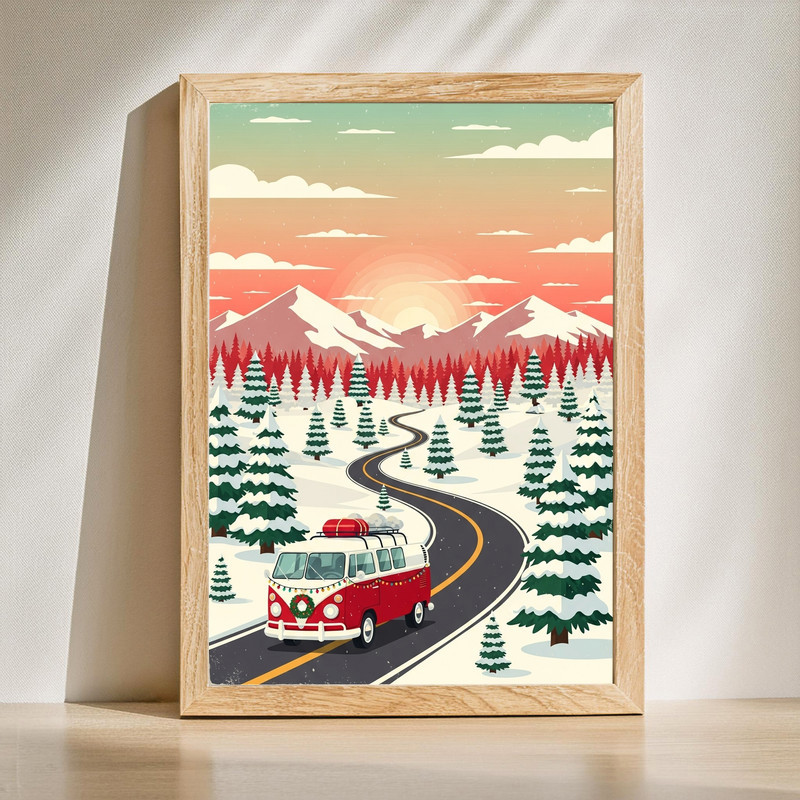 Christmas Journey, Festive Road For Dorm Room Canvas Wall Art | Familywalldecor
