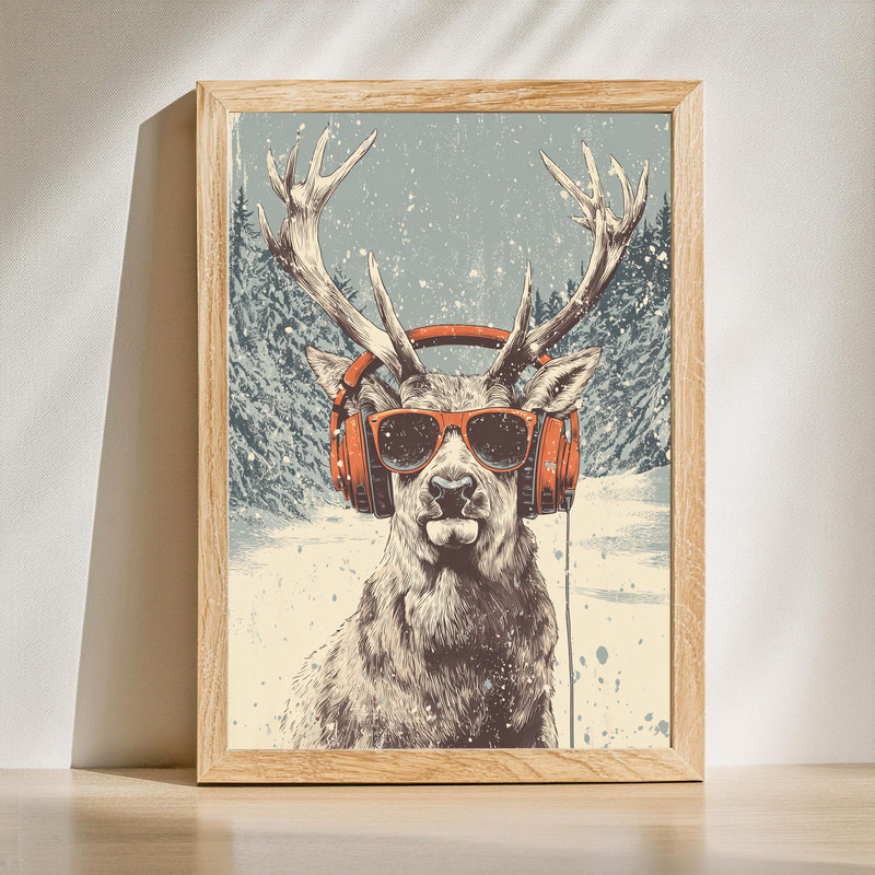 Christmas reindeer canvas wall art in bold pop art style, gallery-wrapped, perfect for dorm room decor, portrait orientation Christmas reindeer canvas wall art in bold pop art style, gallery-wrapped, perfect for dorm room decor, portrait orientation