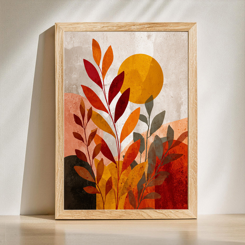 Layered autumn canvas wall art with warm minimal abstract bands in terracotta and ochre, perfect for cozy dorm room decor. | Family Wall Decor