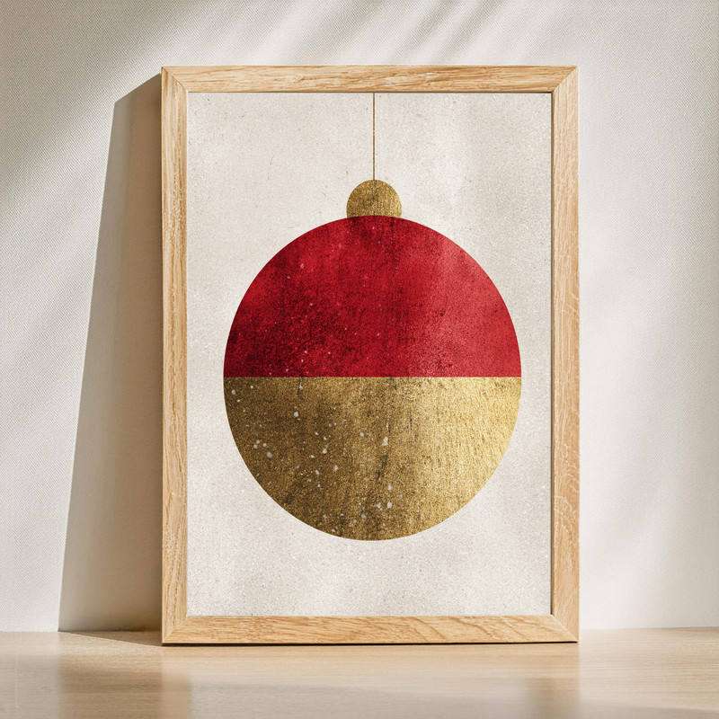 Simple Christmas canvas wall art with minimal ornament design for dorm room decor, clean modern style in soft neutral tones. | Family Wall Decor