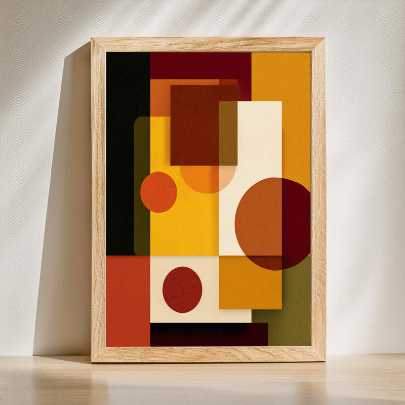 Thanksgiving canvas wall art, abstract minimalist style for dorm room decor in warm earth tones with soft geometric shapes | Family Wall Decor